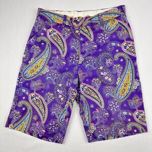 Loudmouth Golf Shorts Mens 32 Purple Paisley Chino Stretch Casual Summer